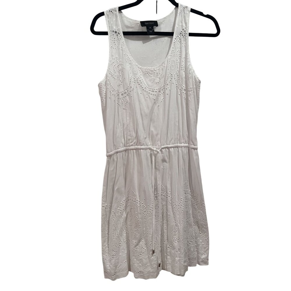 Karen Kane Womens Embroidered White Sleeveless Dress Medium